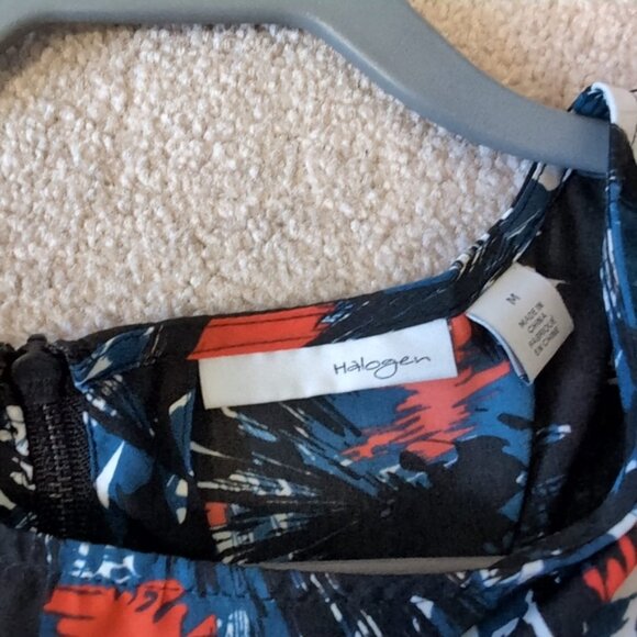 Nordstrom Halogen Abstract Lightweight Summer Artsy Shift Retro Dress M - Picture 6 of 10